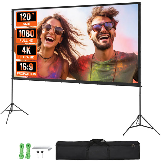 4K 1080P Portable Projector Screen with Stand 100-150" 16:9