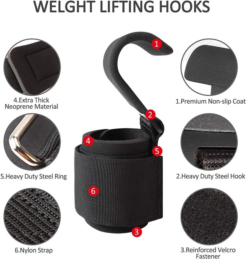Weight Lifting Hook Grips with Wrist Wraps – Gym & Powerlifting Straps