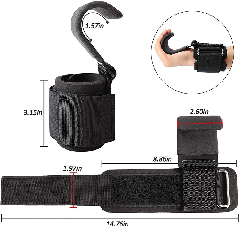 Weight Lifting Hook Grips with Wrist Wraps – Gym & Powerlifting Straps