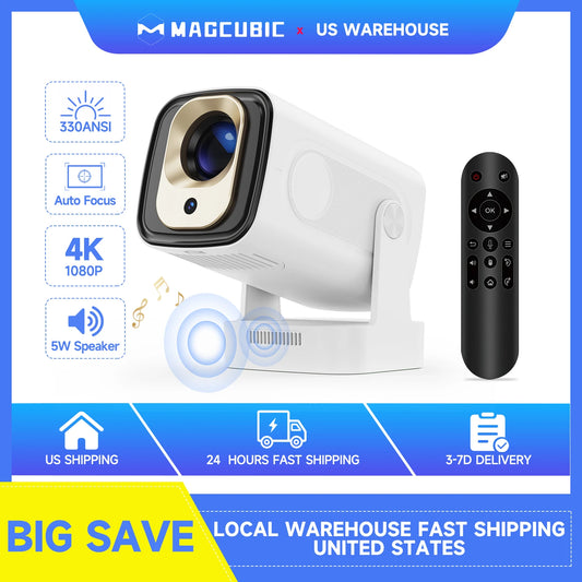 Magcubic HY310 Android 11 4K Projector 1080P Native Auto Focus 330ANSI Lumens Dual WiFi Bluetooth 5.4 Voice Control Air Mouse Home Outdoor Movie Theater