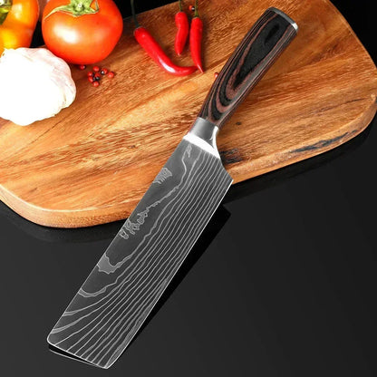 Damascus Japanese Kitchen Knife Set – Santoku, Cleaver, Slicing & Boning Stainless Steel Knives