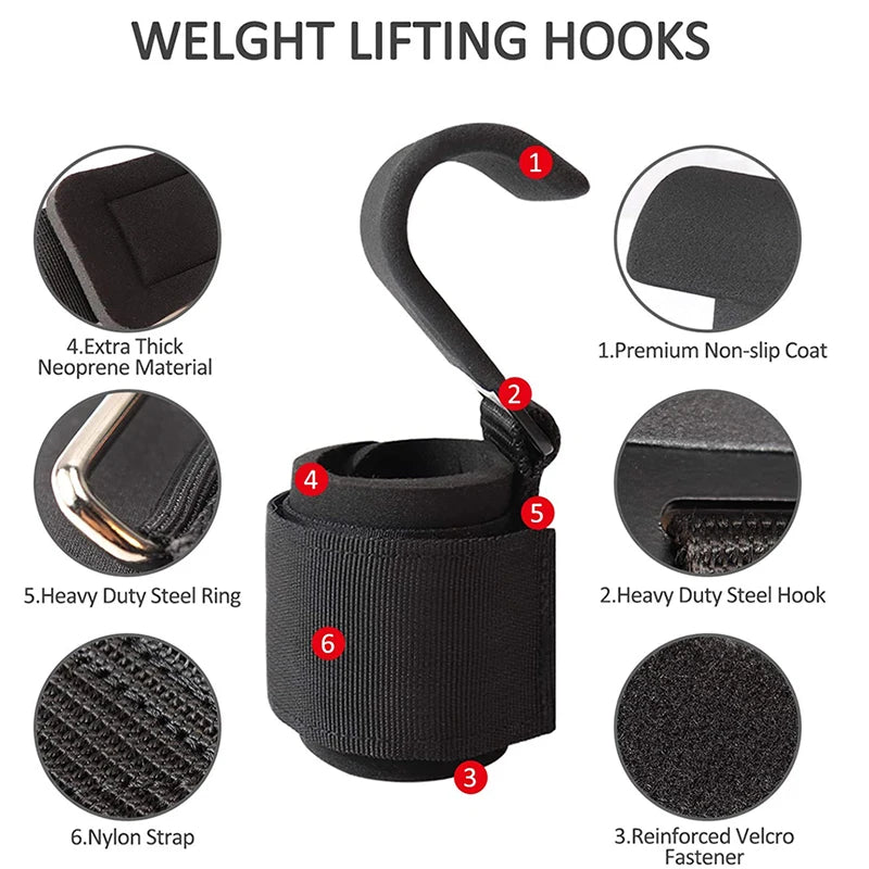 Weight Lifting Hook Grips with Wrist Wraps – Gym & Powerlifting Straps