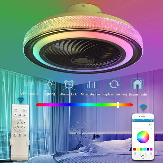 Smart Ceiling Fan with LED Light & Bluetooth Speaker